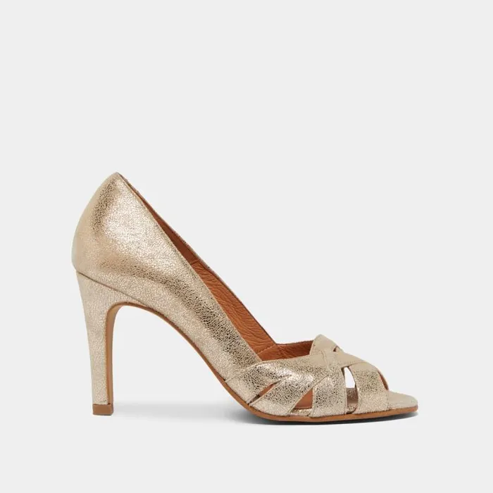 Women Open Heels With Crossed Straps Platinum JONAK Pumps