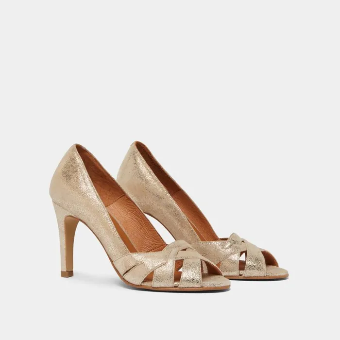 Women Open Heels With Crossed Straps Platinum JONAK Pumps