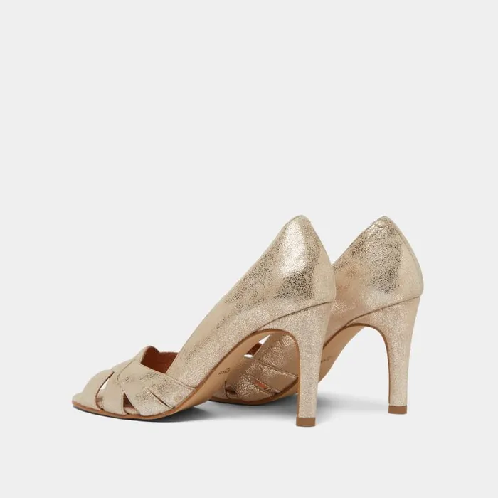 Women Open Heels With Crossed Straps Platinum JONAK Pumps