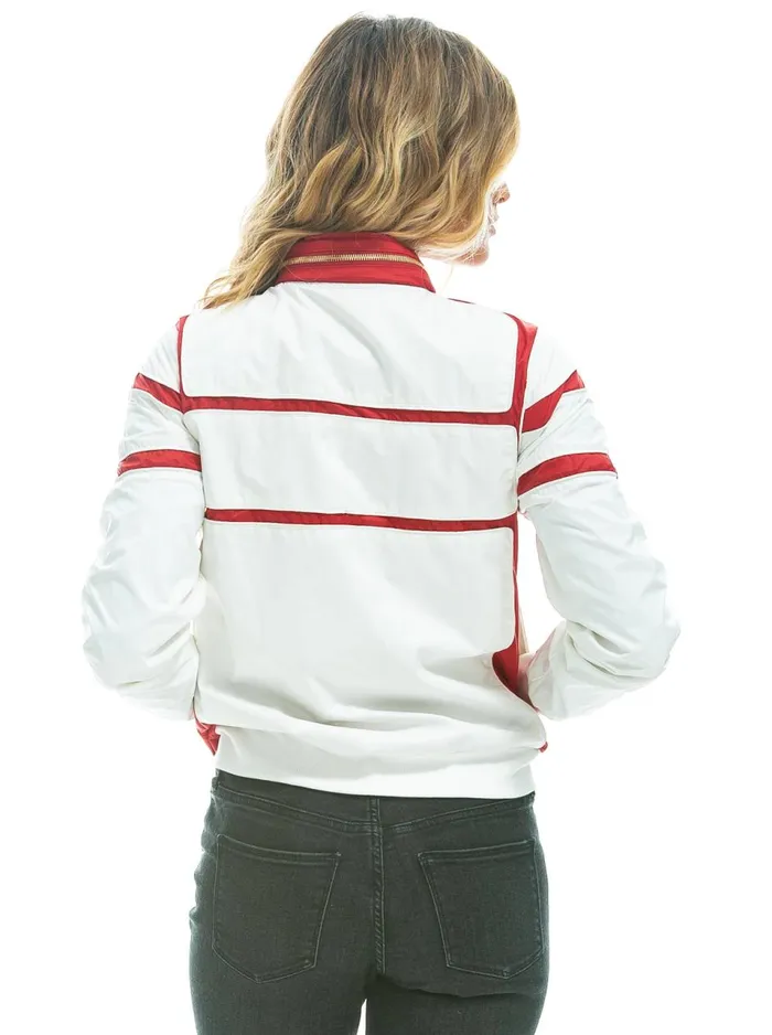 Women Outerwear Aviator Nation RACER JACKET 8211 WHITE CHERRY