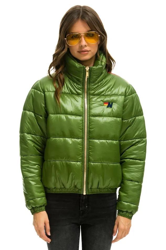 Women Outerwear Aviator Nation SUNBURST APRES PUFFER JACKET 8211 GLOSSY GARDEN GREEN Women Outerwear Aviator Nation SUNBURST APRES PUFFER JACKET 8211 GLOSSY GARDEN GREEN