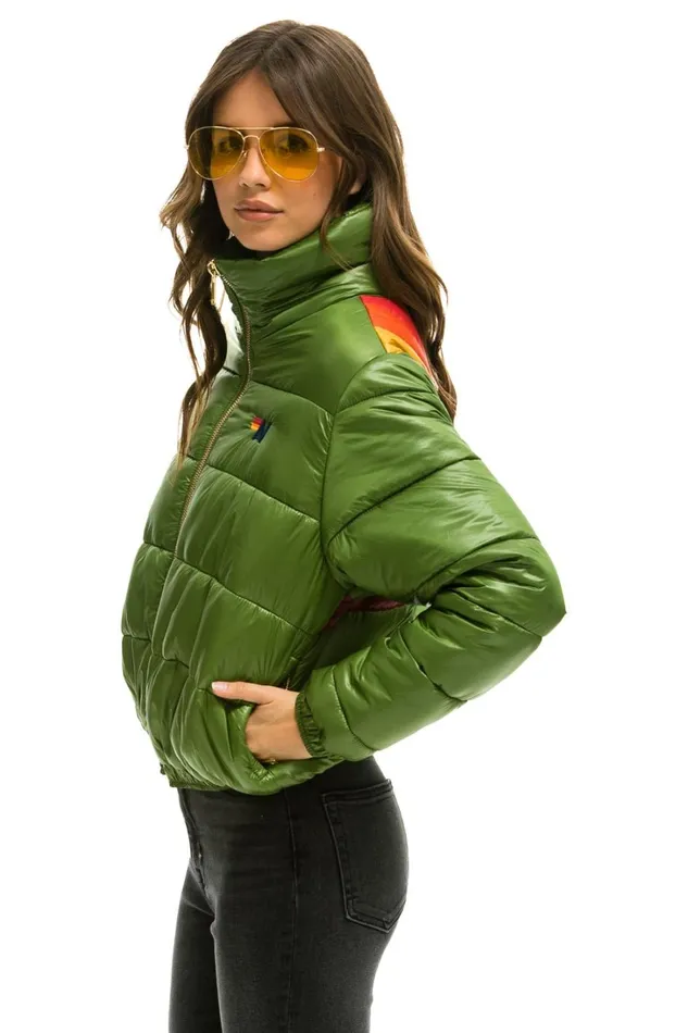 Women Outerwear Aviator Nation SUNBURST APRES PUFFER JACKET 8211 GLOSSY GARDEN GREEN Women Outerwear Aviator Nation SUNBURST APRES PUFFER JACKET 8211 GLOSSY GARDEN GREEN