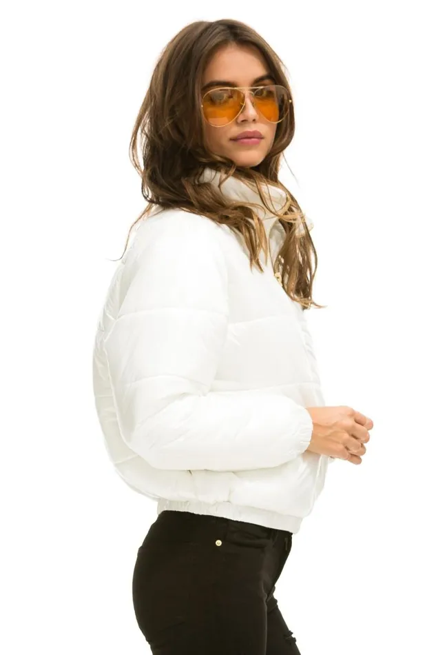 Women Outerwear Aviator Nation SUNBURST APRES PUFFER JACKET 8211 GLOSSY WHITE Women Outerwear Aviator Nation SUNBURST APRES PUFFER JACKET 8211 GLOSSY WHITE