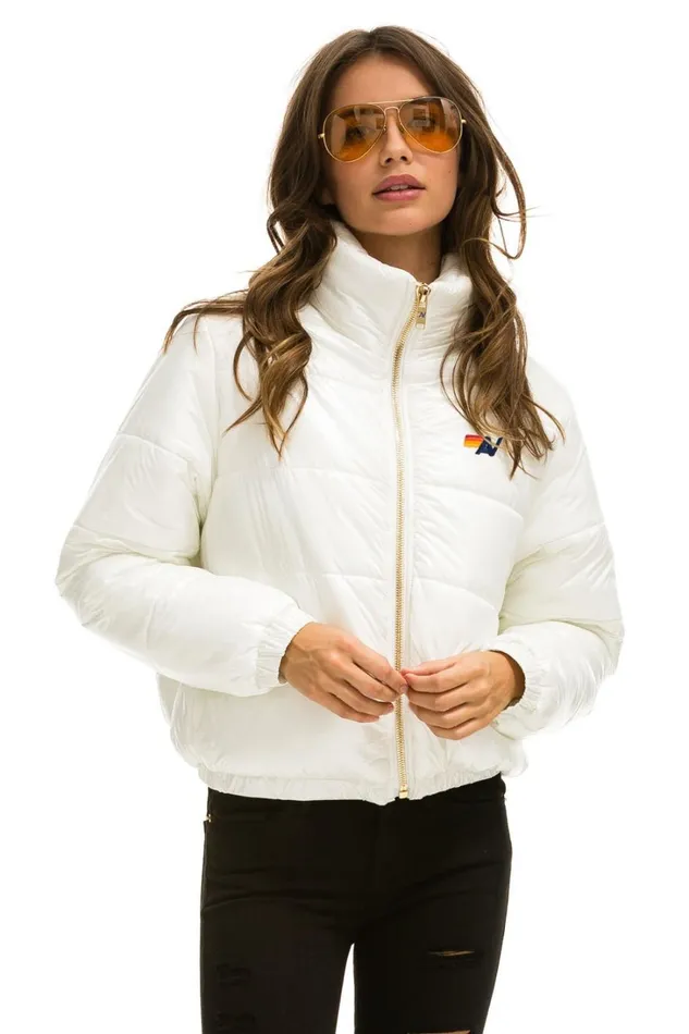 Women Outerwear Aviator Nation SUNBURST APRES PUFFER JACKET 8211 GLOSSY WHITE Women Outerwear Aviator Nation SUNBURST APRES PUFFER JACKET 8211 GLOSSY WHITE