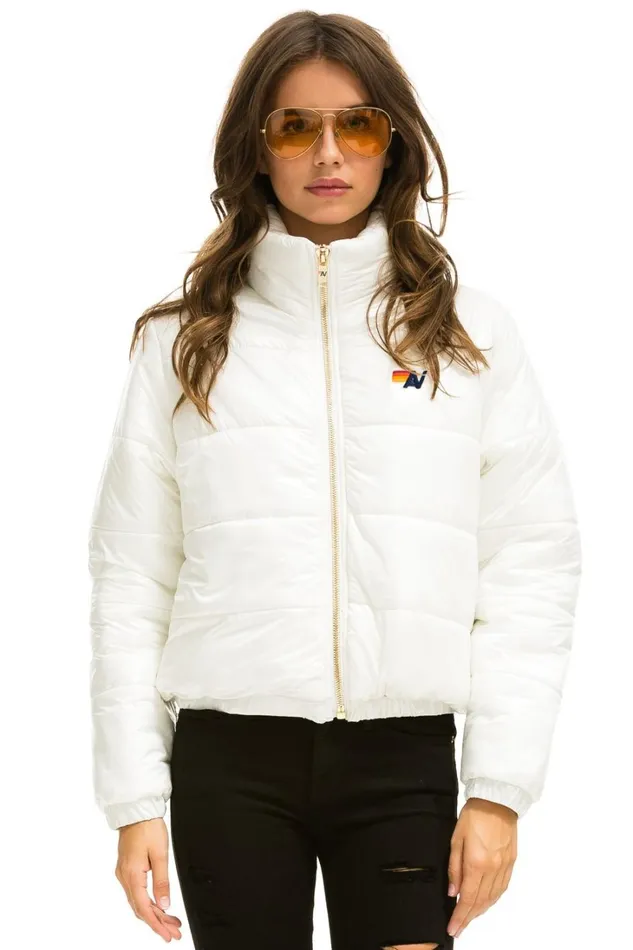 Women Outerwear Aviator Nation SUNBURST APRES PUFFER JACKET 8211 GLOSSY WHITE Women Outerwear Aviator Nation SUNBURST APRES PUFFER JACKET 8211 GLOSSY WHITE