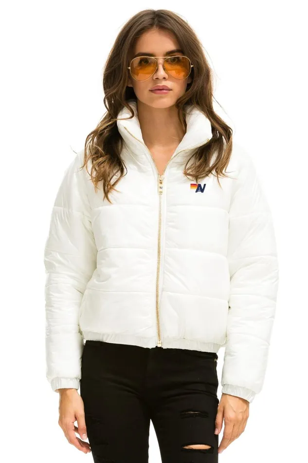 Women Outerwear Aviator Nation SUNBURST APRES PUFFER JACKET 8211 GLOSSY WHITE Women Outerwear Aviator Nation SUNBURST APRES PUFFER JACKET 8211 GLOSSY WHITE