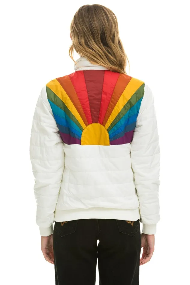 Women Outerwear Aviator Nation SUNBURST JACKET 8211 WHITE