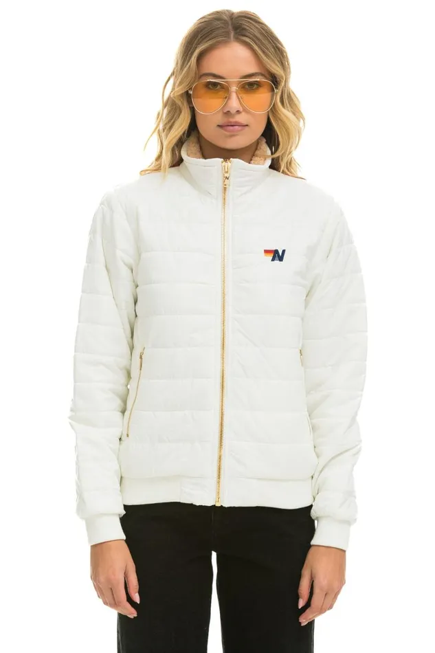 Women Outerwear Aviator Nation SUNBURST JACKET 8211 WHITE