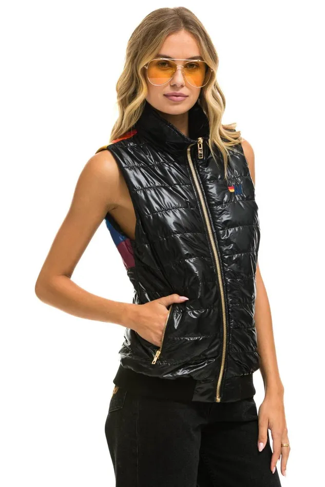 Women Outerwear Aviator Nation SUNBURST VEST 8211 GLOSSY BLACK Women Outerwear Aviator Nation SUNBURST VEST 8211 GLOSSY BLACK