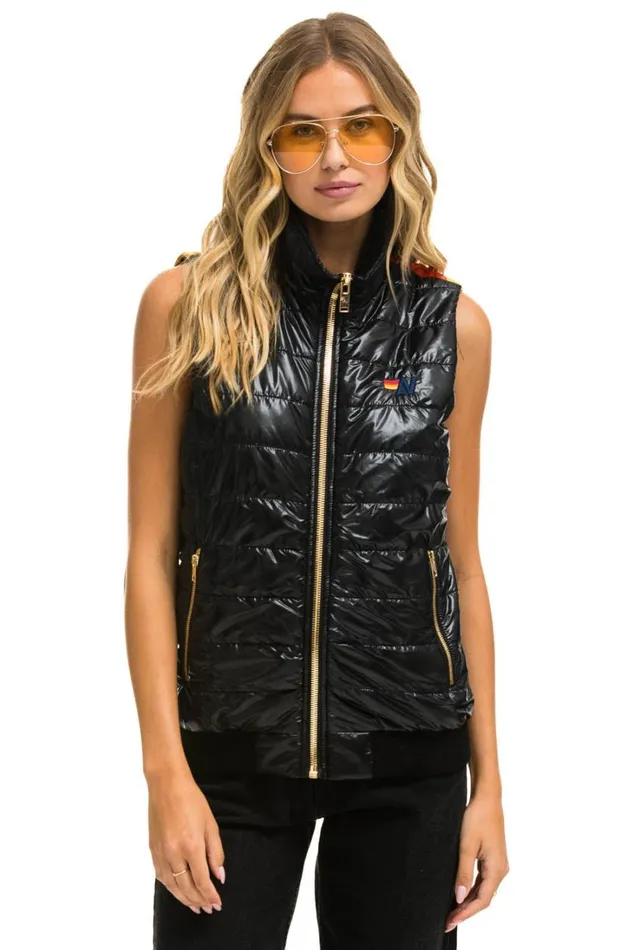 Women Outerwear Aviator Nation SUNBURST VEST 8211 GLOSSY BLACK Women Outerwear Aviator Nation SUNBURST VEST 8211 GLOSSY BLACK