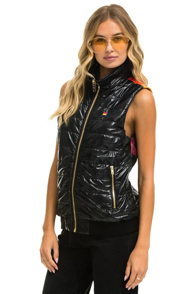Women Outerwear Aviator Nation SUNBURST VEST 8211 GLOSSY BLACK Women Outerwear Aviator Nation SUNBURST VEST 8211 GLOSSY BLACK