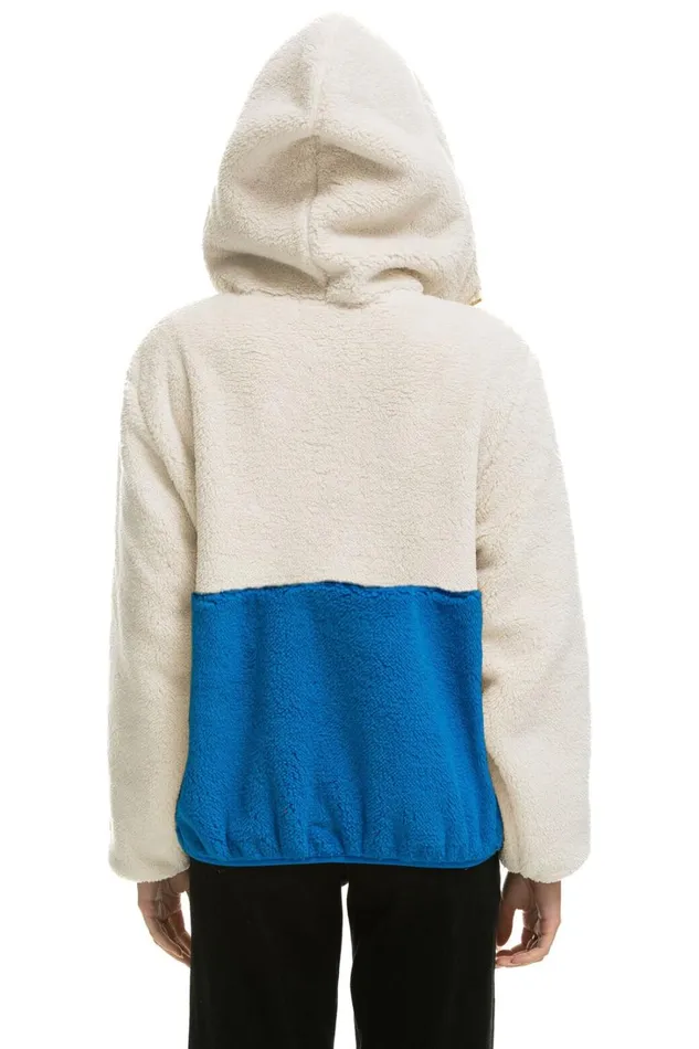 Women Outerwear Aviator Nation TEDDY UNISEX HOODED HALF ZIP COLOR BLOCK JACKET 8211 VINTAGE WHITE Women Outerwear Aviator Nation TEDDY UNISEX HOODED HALF ZIP COLOR BLOCK JACKET 8211 VINTAGE WHITE