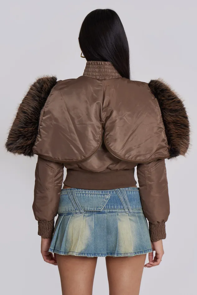 Women Outerwear Jaded London Shop Lennux Faux Fur Bomber Jacket