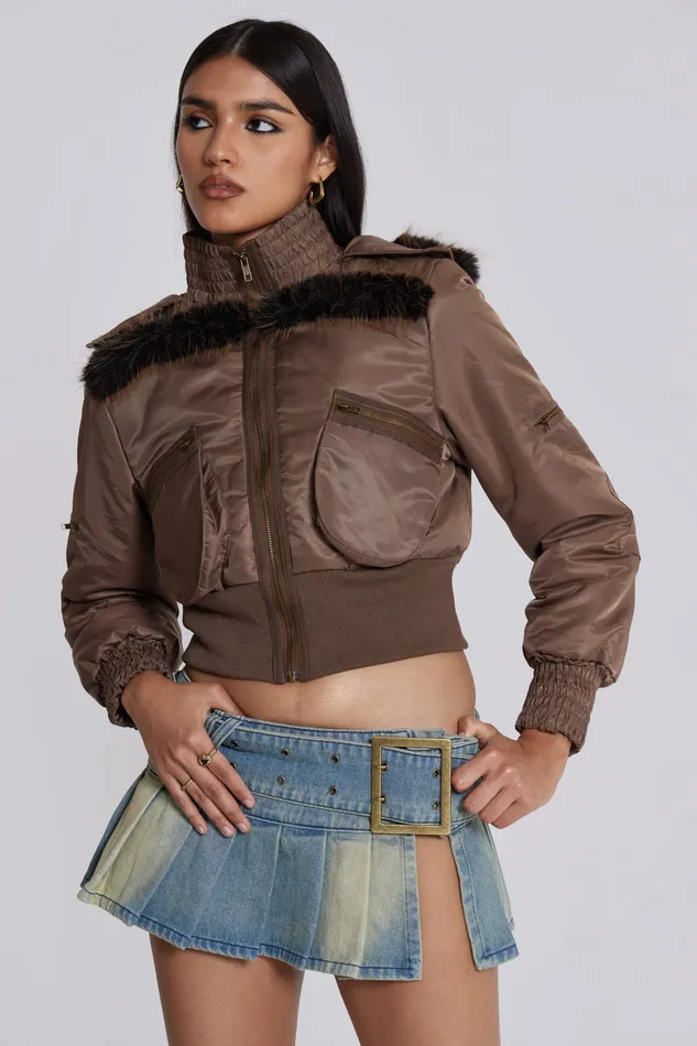 Women Outerwear Jaded London Shop Lennux Faux Fur Bomber Jacket