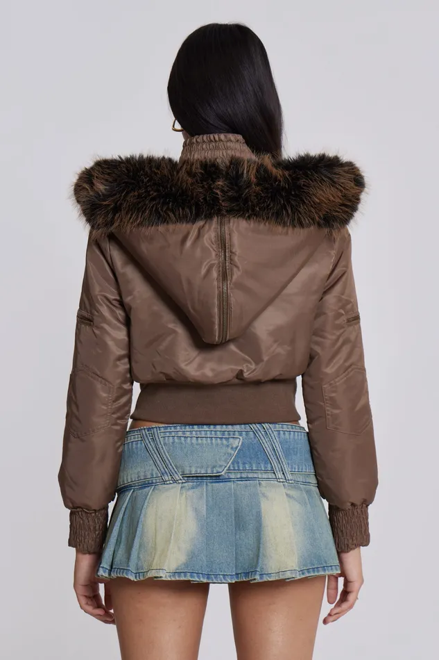 Women Outerwear Jaded London Shop Lennux Faux Fur Bomber Jacket