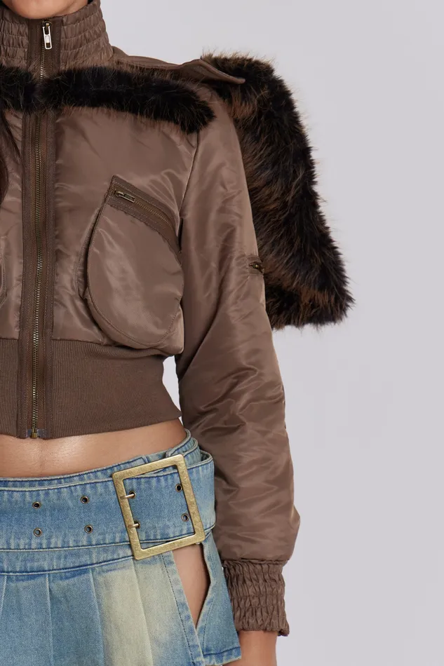 Women Outerwear Jaded London Shop Lennux Faux Fur Bomber Jacket