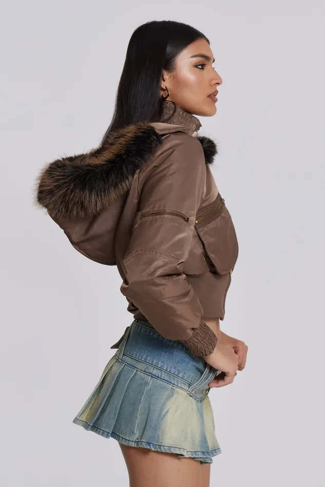 Women Outerwear Jaded London Shop Lennux Faux Fur Bomber Jacket