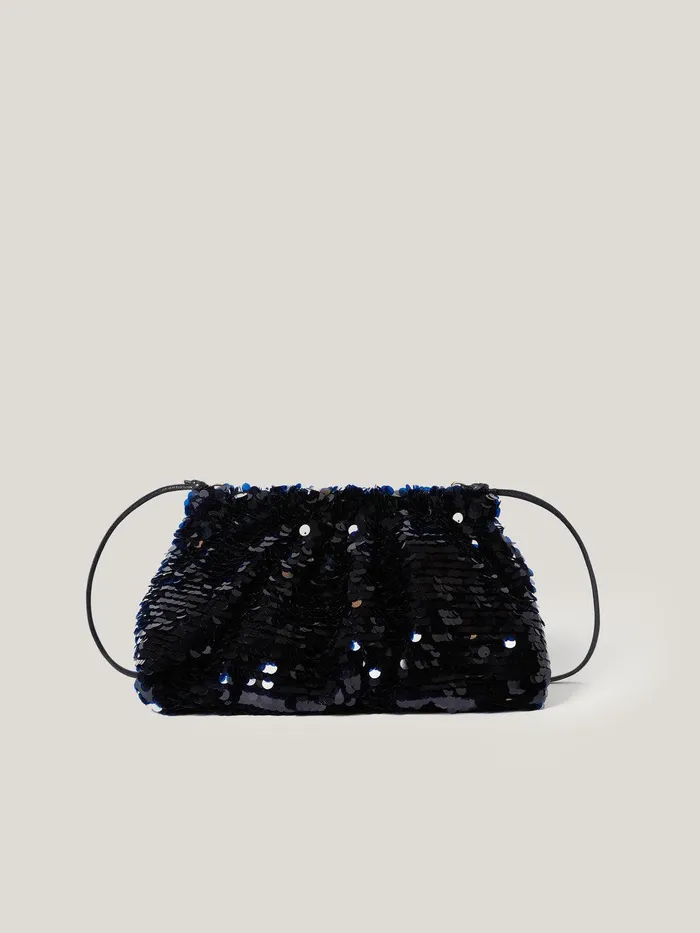 Women Oversized Sequin Clutch Navy Jigsaw Bags