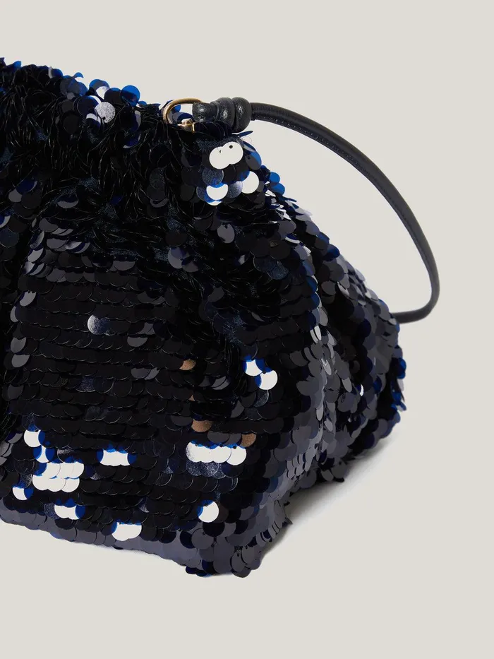 Women Oversized Sequin Clutch Navy Jigsaw Bags