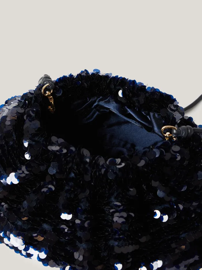 Women Oversized Sequin Clutch Navy Jigsaw Bags