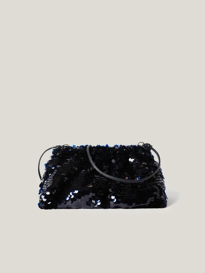 Women Oversized Sequin Clutch Navy Jigsaw Bags