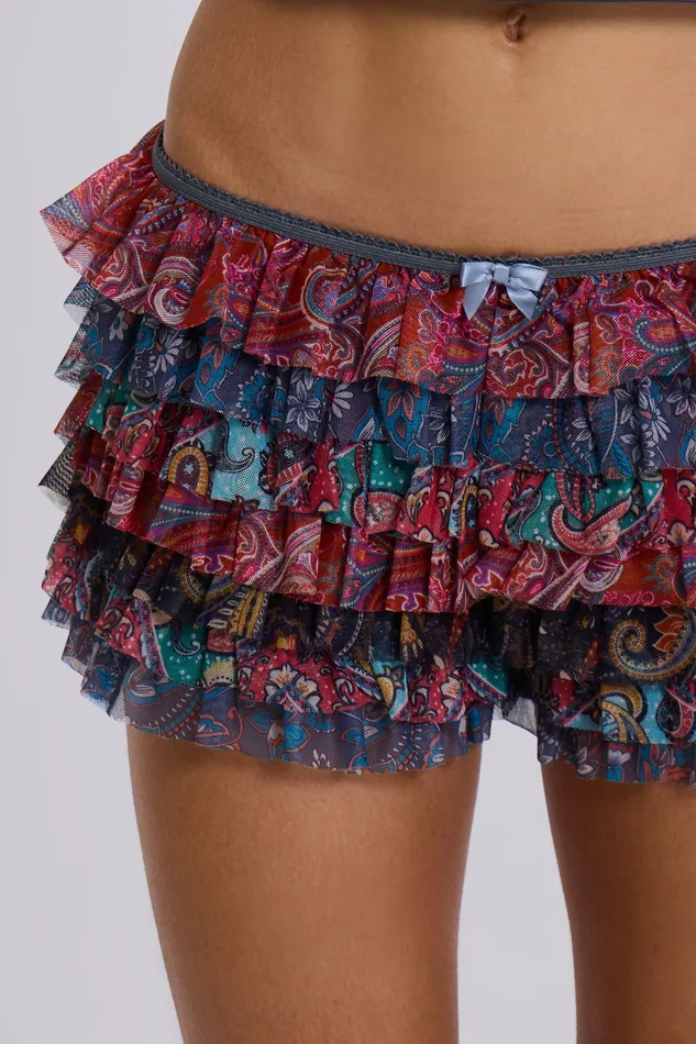 Women Paisley Rhea Mesh Bloomer Shorts Tops Jaded London