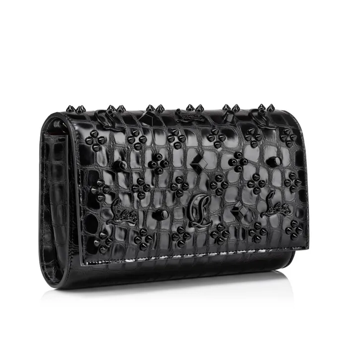 Women Paloma Clutch 8211 Alligator Embossed Calf Leather And Spikes Loubinthesky 8211 Black Christian Louboutin Crossbody Bags
