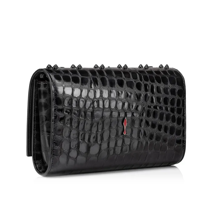 Women Paloma Clutch 8211 Alligator Embossed Calf Leather And Spikes Loubinthesky 8211 Black Christian Louboutin Crossbody Bags