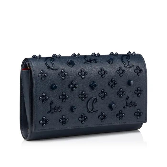 Women Paloma Clutch 8211 Calf Leather And Spikes Loubinthesky 8211 Navy Christian Louboutin Crossbody Bags