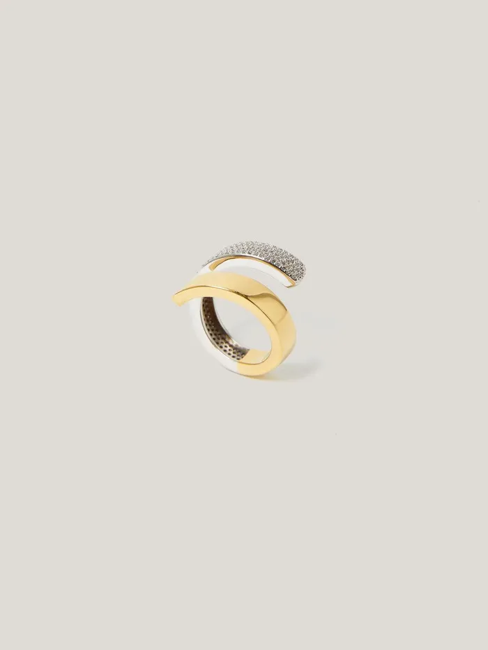 Women Pave Wrap Ring Gold Jigsaw Party
