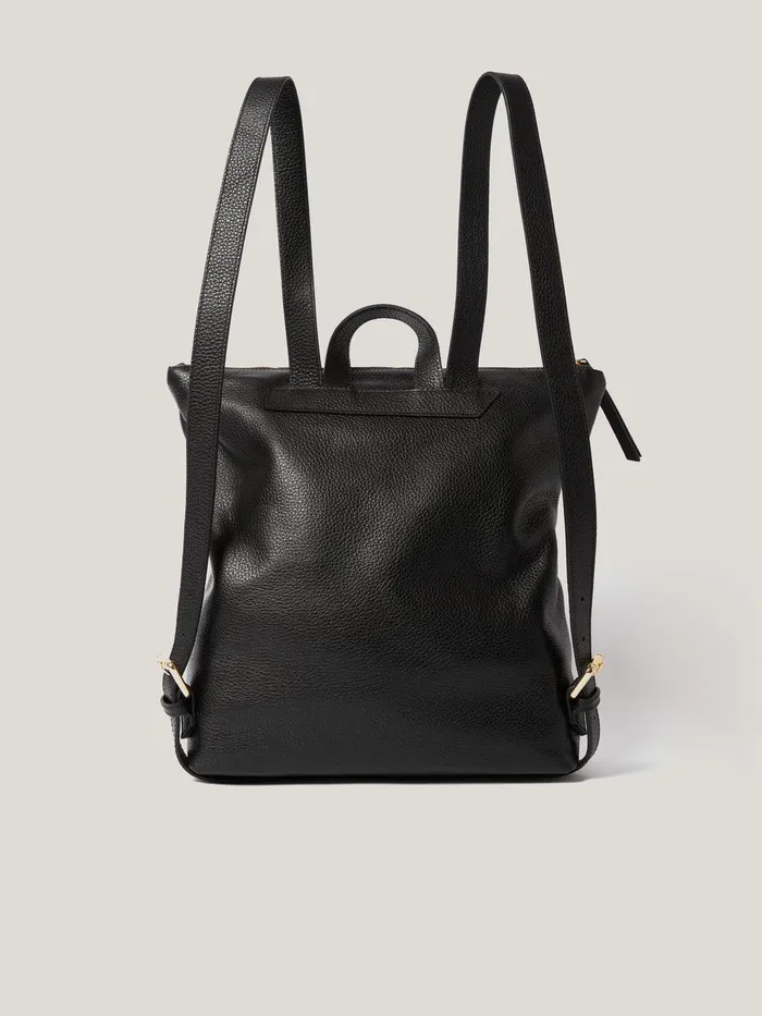 Women Pebble Leather Backpack Black Jigsaw Bags