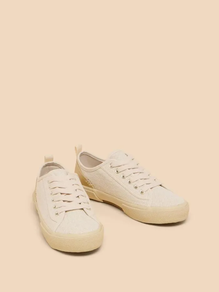 Women Pippa Canvas Lace Up Trainer Light Natural White Stuff Trainers