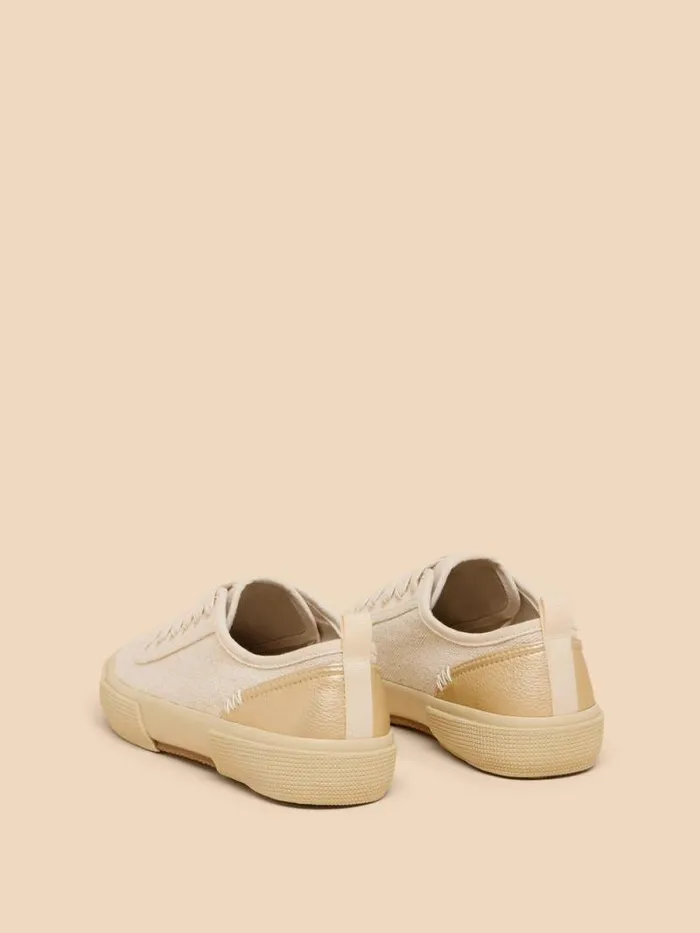 Women Pippa Canvas Lace Up Trainer Light Natural White Stuff Trainers