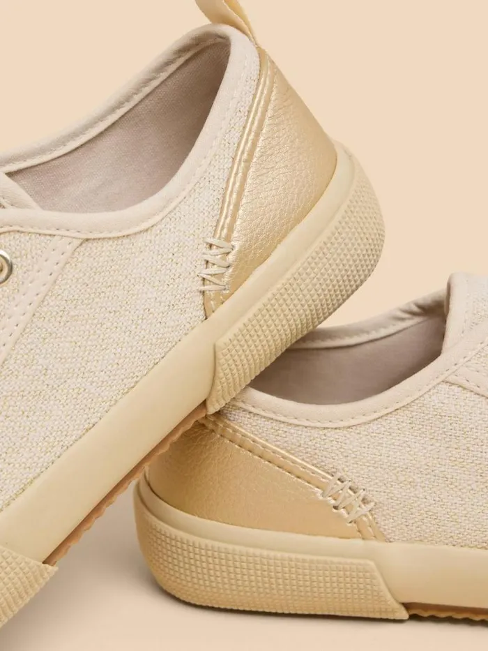 Women Pippa Canvas Lace Up Trainer Light Natural White Stuff Trainers