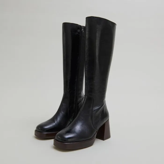 Women Platform Boots Black JONAK Boots Thighhigh Boots