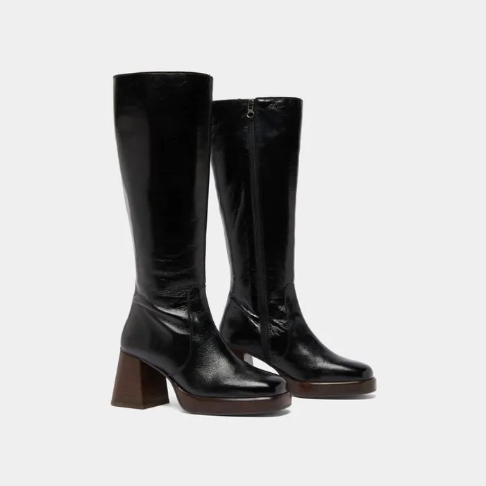 Women Platform Boots Black JONAK Boots Thighhigh Boots