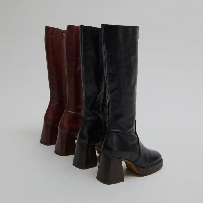 Women Platform Boots Black JONAK Boots Thighhigh Boots