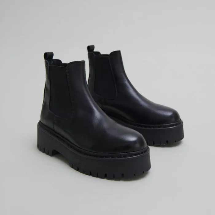 Women Platform Boots With Round Toes Black JONAK Ankle Boots Lowboots