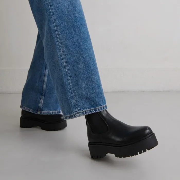 Women Platform Boots With Round Toes Black JONAK Ankle Boots Lowboots