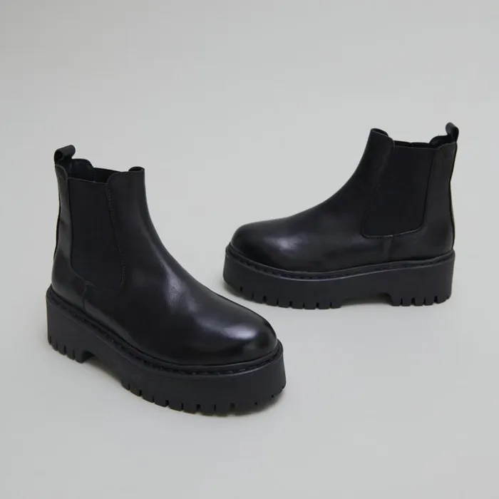 Women Platform Boots With Round Toes Black JONAK Ankle Boots Lowboots