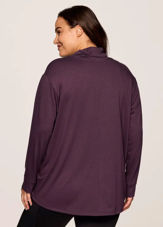 Women Plus Lotus Open Cardigan Plum RBX Active Long Sleeve