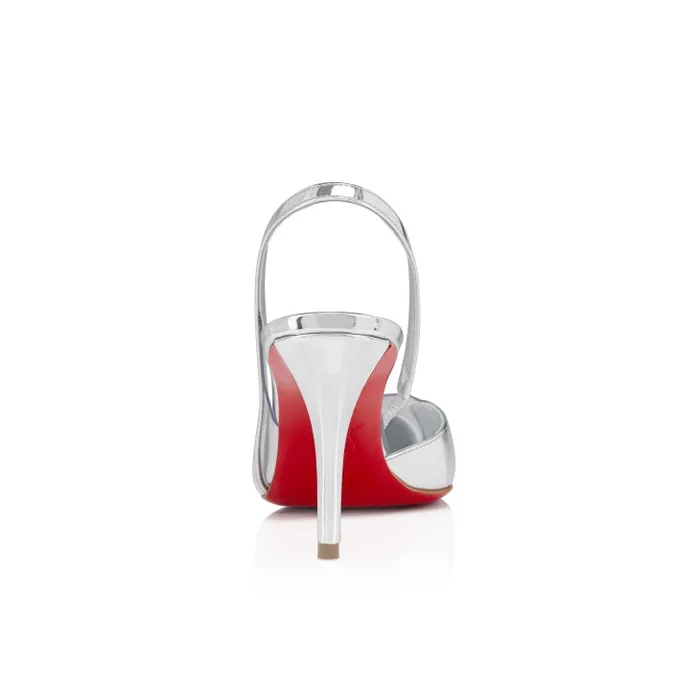 Women Posticha 80 Mm Sling Back Pumps 8211 Specchio Leather And PVC 8211 Silver Christian Louboutin Pumps