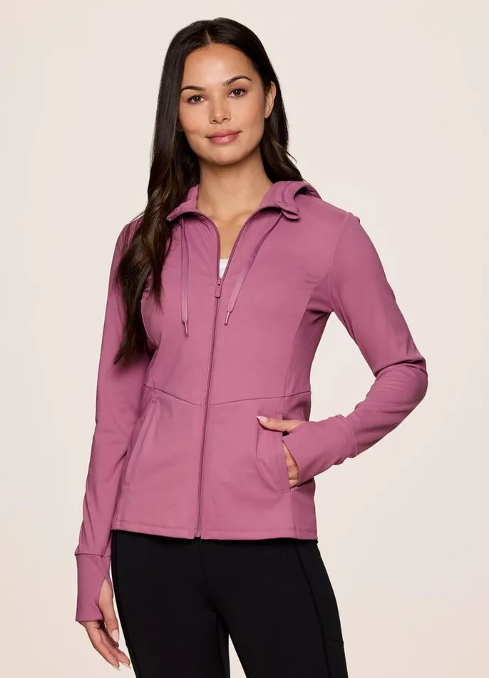 Women Power Play Studio Jacket Dusty Rose RBX Active Long Sleeve