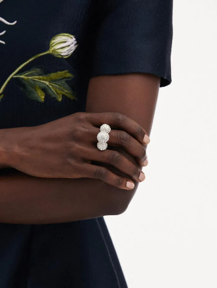 Women Rings Oscar De La Renta Triple Sphere Crystal Ring Crystal