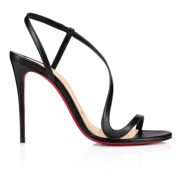 Women Rosalie 100 Mm Sandals 8211 Leather And PVC 8211 Black Christian Louboutin Sandals and Slides