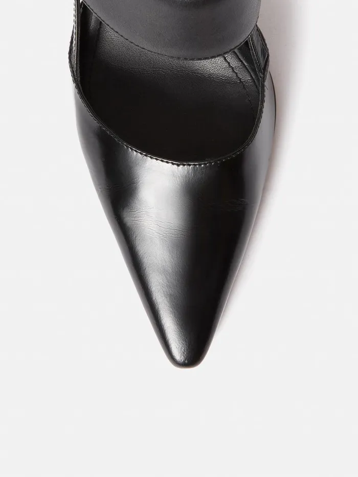 Women Russo Kitten Heel Black Jigsaw Heels