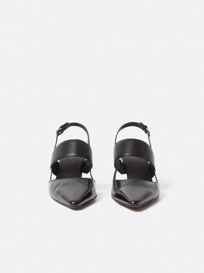 Women Russo Kitten Heel Black Jigsaw Leather