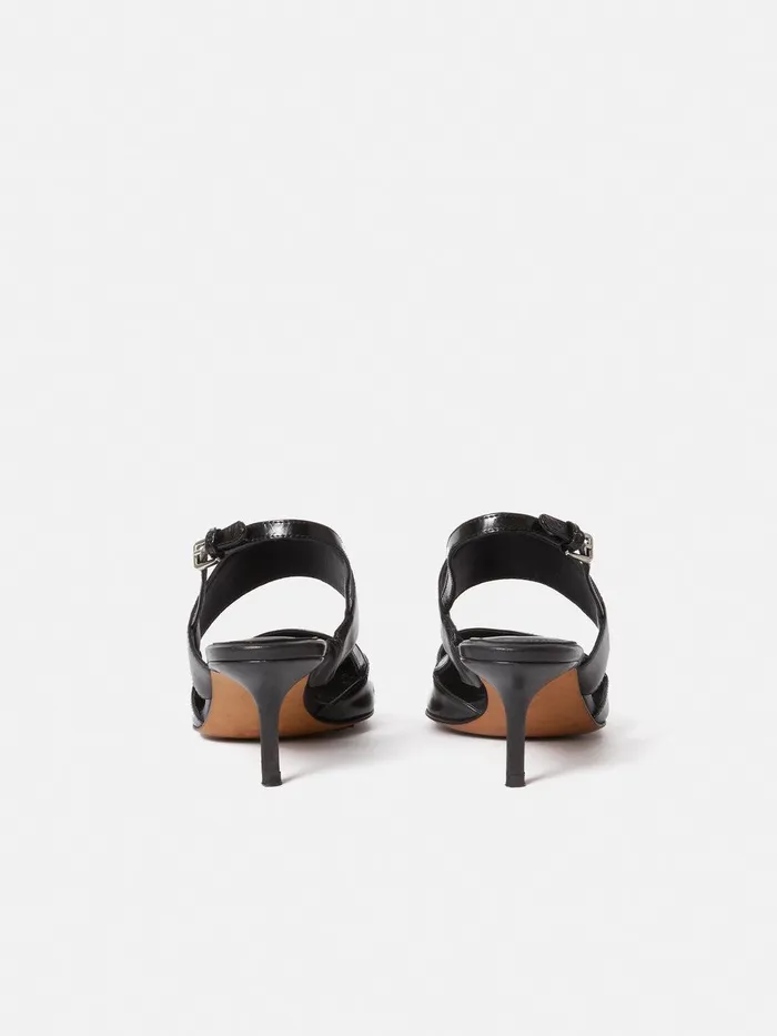 Women Russo Kitten Heel Black Jigsaw Leather