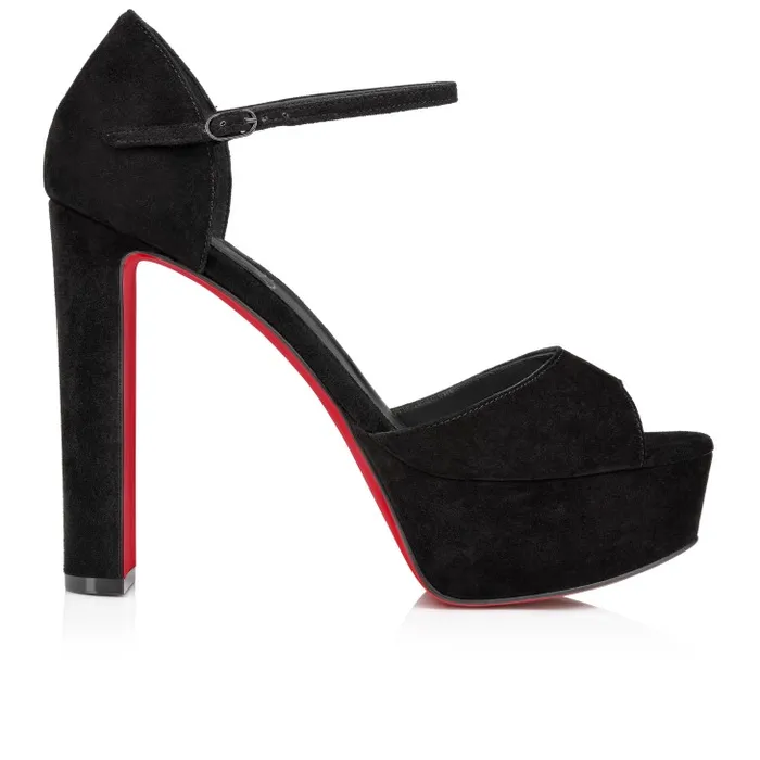 Women Sandaloo 130 Mm Sandals 8211 Veau Velours 8211 Black Christian Louboutin Platforms