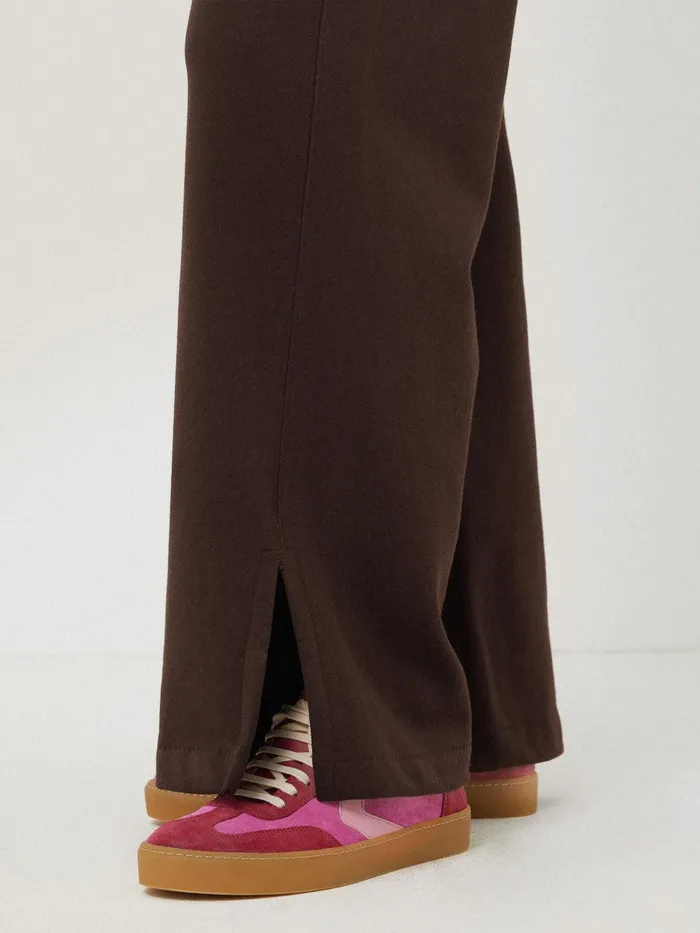 Women Satin Waistband Jersey Joggers Chocolate Jigsaw Trousers
